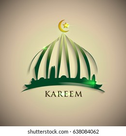 Mosque dome design for ramadan kareem greeting card banner background, vector illustration