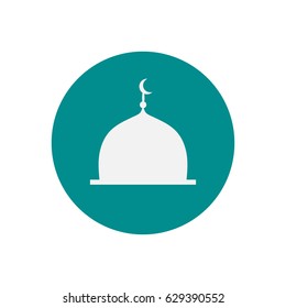 Mosque dome. Flat icon on blue background. Vector illustration. Eps10