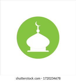 mosque dome. flat icon symbol isolated on green background. vector illustration.symbol design