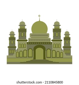 mosque with dome and four fat minarets