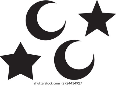 Estrella islámica atrevida de la Colección del icono de la cúpula de la mezquita y conjunto de la luna
