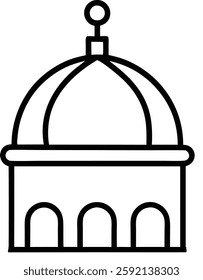 Mosque dome icon line art on white background.
