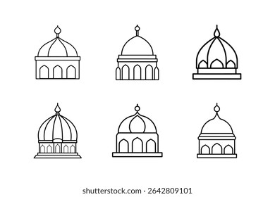 mosque dome icon line art vector illustration