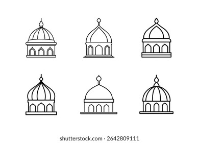 Ilustración vectorial de arte de línea de icono de cúpula de mezquita