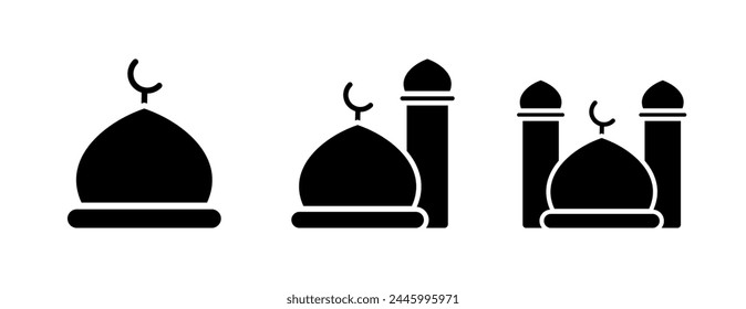Conjunto de iconos de cúpula de mezquita - Icono de glifo - Vector editable : Adecuado para el tema islámico y otros Elementos gráficos relacionados.