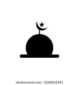 mosque dome icon, simple flat style, vector illustration symbol sign logo template pictogram, isolated on white for mobile app, editable	