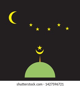 Mosque dome icon vector on black background.