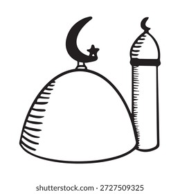 mosque dome image assets with line art style