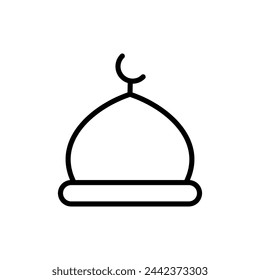 Cúpula de la mezquita - Icono de línea - Vector editable : Adecuado para el tema islámico y otros activos gráficos relacionados.