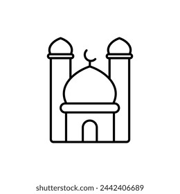 Cúpula de la mezquita - Icono de línea - Vector editable : Adecuado para el tema islámico y otros activos gráficos relacionados.