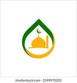 Mosque dome logo in dark yellow and white background