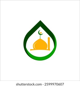Mosque dome logo in dark yellow and white background