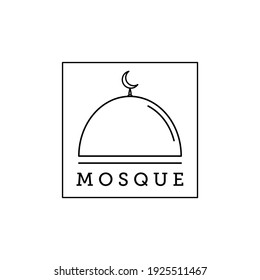 Moschee Dome Logo Linie Kunst Vektorgrafik Design.