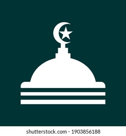 Mosque dome logo shaped like moon and star