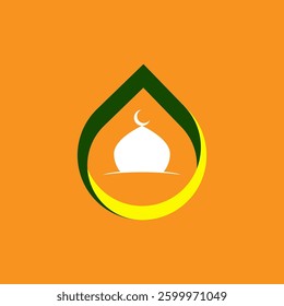 Mosque dome logo in white and orange background
