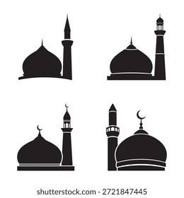 Conjunto de iconos de cúpula y minarete de mezquita