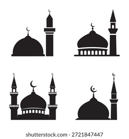 Conjunto de iconos de cúpula y minarete de mezquita