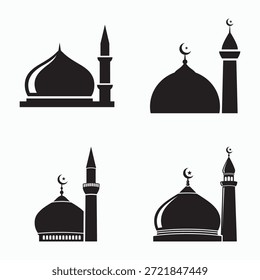Conjunto de iconos de cúpula y minarete de mezquita