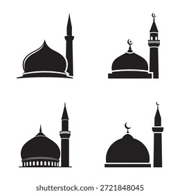 Conjunto de iconos de cúpula y minarete de mezquita