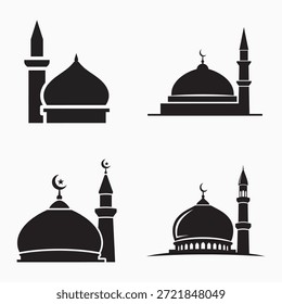 Conjunto de iconos de cúpula y minarete de mezquita
