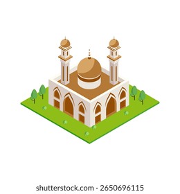 Mosque with Dome and Minarets