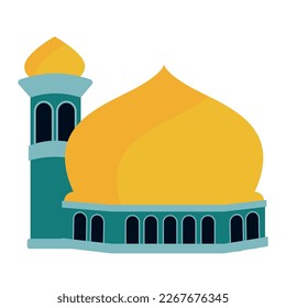 Domo de mezquita con icono de luna ilustración vectorial plana1