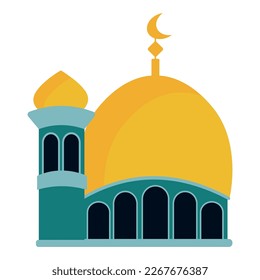 Mosque dome with moon icon flat vector illustration1