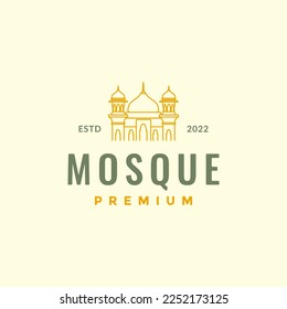 mosque dome pray muslim religion lines minimalist hipster logo design vector icon illustration template