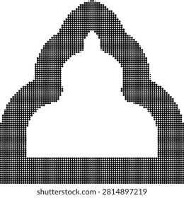 Mosque dome silhouette constructed from black halftone dots isolated on transparent background islamic architecture graphic.