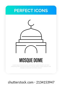 Mosque dome thin line icon. Religious building. Islam religion. Vector illustration.