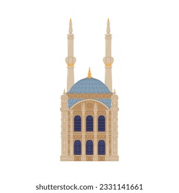 Mosque with Dome and Tower as Traditional Istanbul Symbol Vector Illustration
