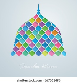 Mosque dome vector colorful mosaic Ramadan Kareem - Translation of text : Ramadan Kareem - May Generosity Bless you during the holy month