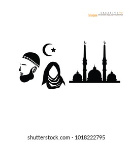Mosque dome.masjid sign.Flat icon background. Vector illustration. Eps10