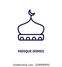 mosque domes icon from religion collection. Thin linear mosque domes, islamic, religious outline icon isolated on white background. Line vector mosque domes sign, symbol for web and mobile