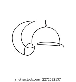 Mosque domes icon. Simple line drawing of Dome Mosque and Crescent Moon. Vector illustration of Mosque and Moon Crescent Line for icon, symbol, logo ramadan kariem, tarawih, eid mubarok, muslim.