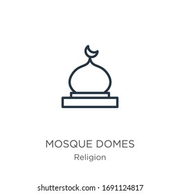 Symbol für Moschee-Kuppeln. Dünne lineare Moschee-Kuppeln umreißen Symbol einzeln auf weißem Hintergrund aus der Religionskollektion. Vektorillustration der Linie, Symbol für Web und Mobilfunk