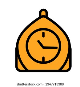 mosque dome-shaped clock icon with gold color and black lines, special ramadhan kareem with flat line icon style