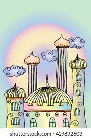 mosque doodle sketch illustration