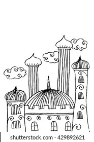 mosque doodle sketch illustration