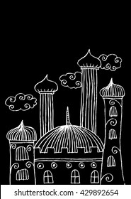 mosque doodle sketch illustration