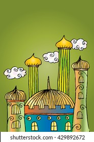 mosque doodle sketch illustration
