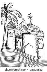 Mosque doodle sketch illustration