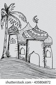 Mosque doodle sketch illustration