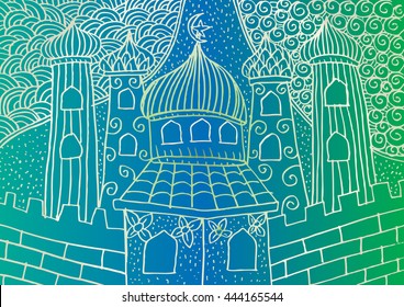 Mosque doodle sketch illustration