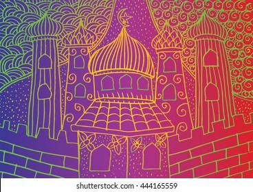 Mosque doodle sketch illustration