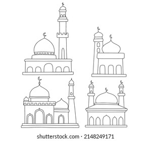 Mosque in doodle style.vector illustration