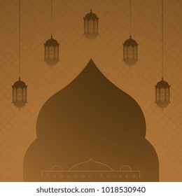 Mosque door with lantern design. Ramadan greeting card