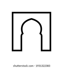 Mosque Door Line - Vector Flat Design Illustration : Suitable for Islamic Theme and Other Graphic Related Assets.