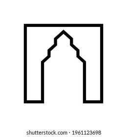 Mosque Door Line - Vector Flat Design Illustration : Suitable for Islamic Theme and Other Graphic Related Assets.