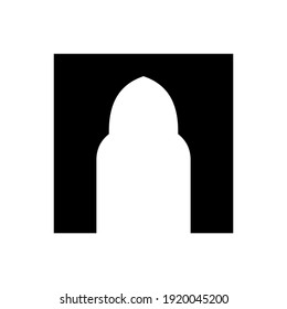 Mosque Door Silhouette - Vector Flat Design Illustration : Suitable for Islamic Theme and Other Graphic Related Assets.